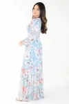 Vestidos Dwz Longo De Tule Estampado Manga Longa