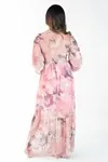 Vestidos Dwz Longo De Tule Estampado Manga Longa