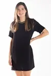 Vestido Dwz curto liso gola com lurex