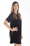 Vestido Dwz curto liso gola com lurex