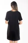 Vestido Dwz curto liso gola com lurex