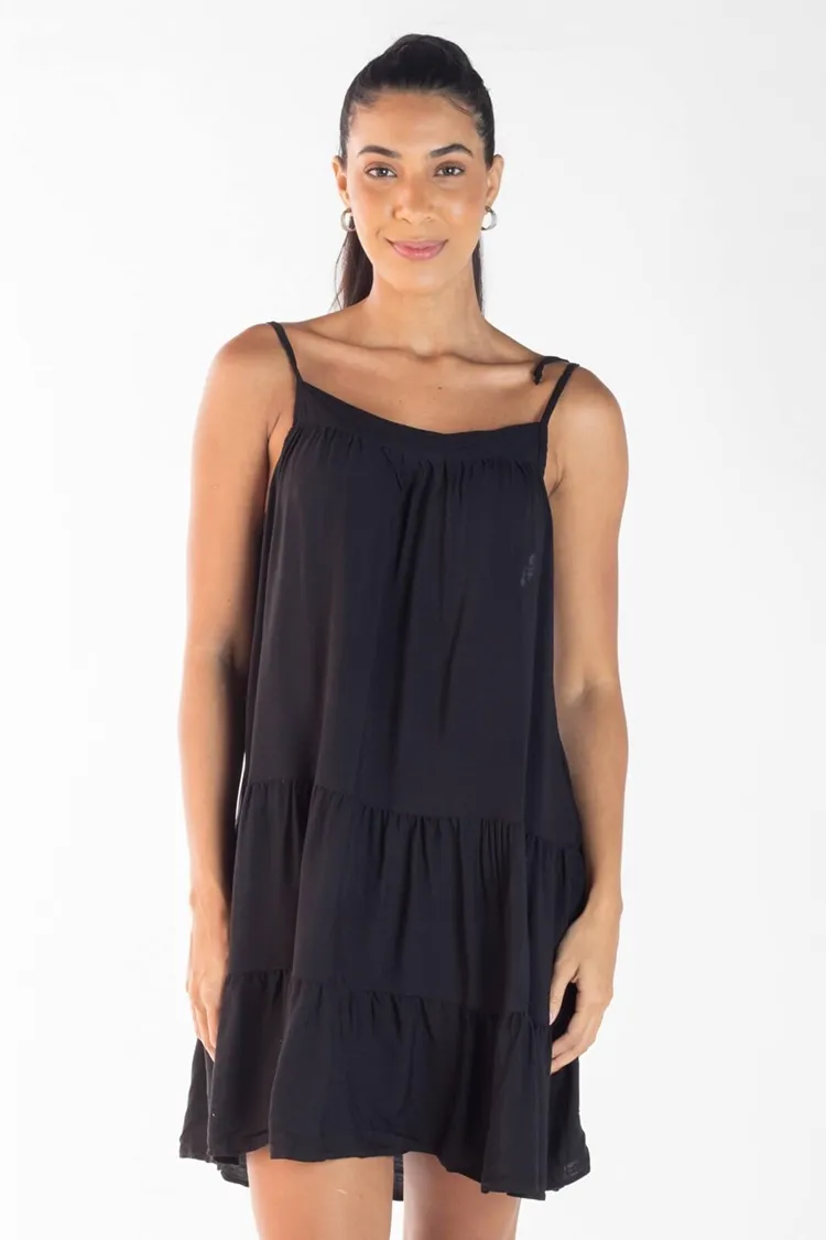 Vestido Dwz Curto Liso Amarracao Nas Alcas