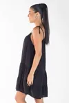 Vestido Dwz Curto Liso Amarracao Nas Alcas