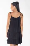 Vestido Dwz Curto Liso Amarracao Nas Alcas