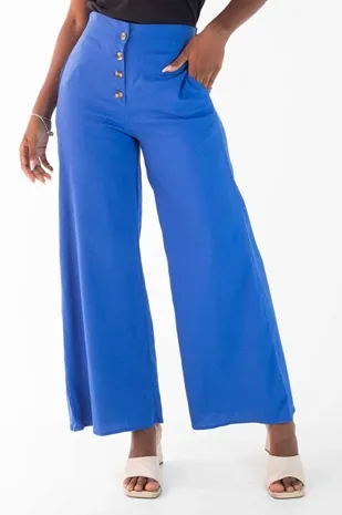 Calca Dwz Linho Pantalona Com Botoes
