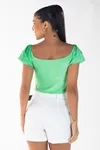 Cropped Dwz Lurex Com Manga Babado
