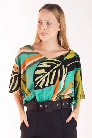 Blusa Dwz Decote V Estampada