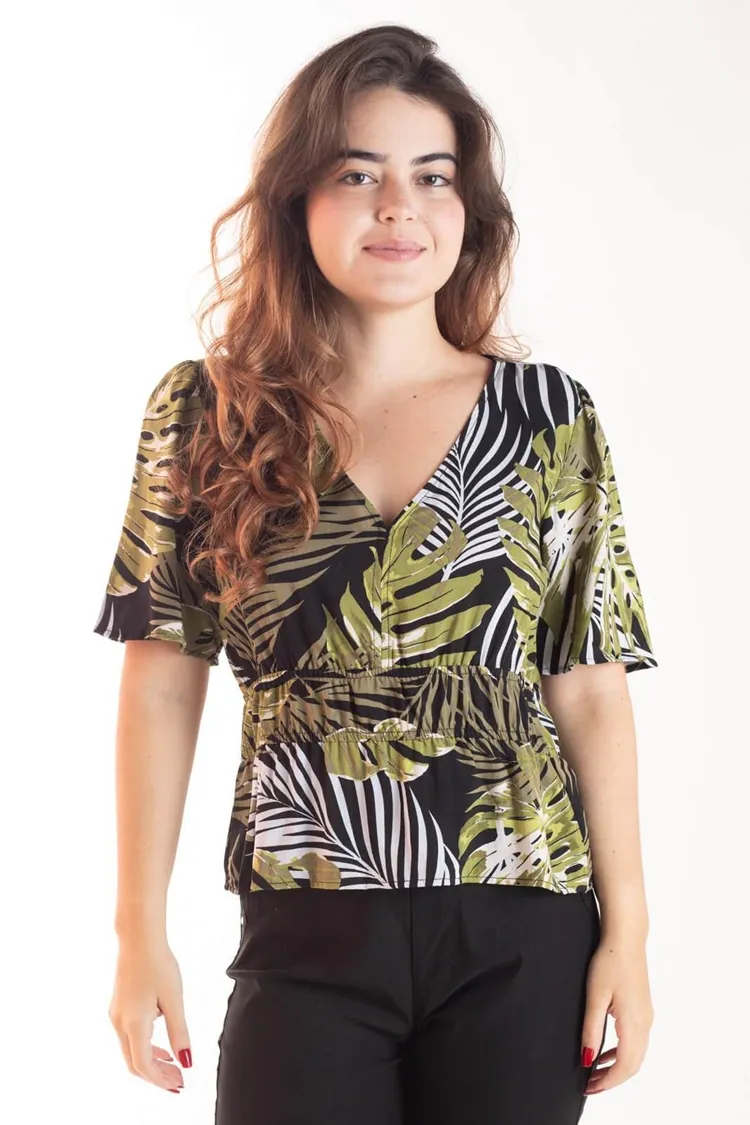 Blusa Dwz Estampada Com Elastico Na Cintura