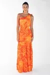 vestido Dwz Um Ombro Estampado
