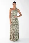 vestido Dwz Um Ombro Estampado