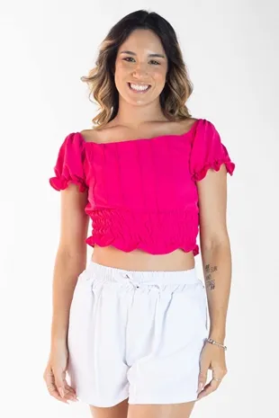 Blusa Dwz Manga Curta Com Lastex