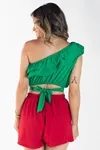 Cropped Dwz Um Ombro Com Babado