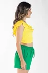 Cropped Dwz Um Ombro Com Babado