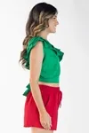 Cropped Dwz Um Ombro Com Babado