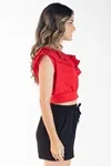 Cropped Dwz Um Ombro Com Babado