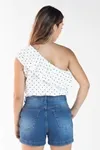 Cropped Dwz Um Ombro Com Babado