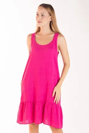 Vestido Dwz Liso Com Babado