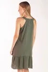 Vestido Dwz Liso Com Babado