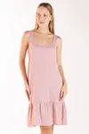 Vestido Dwz Liso Com Babado