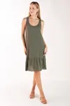 Vestido Dwz Liso Com Babado