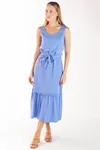 Vestido Dwz Liso Midi Com Faixa
