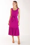 Vestido Dwz Liso Midi Com Faixa