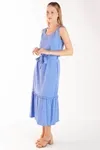 Vestido Dwz Liso Midi Com Faixa