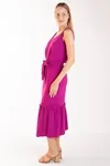 Vestido Dwz Liso Midi Com Faixa