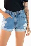 Short Dwz Jeans Curto Com Rasgos