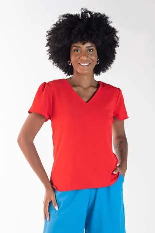 Blusa Dwz Decote v com Manga