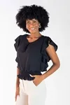 Blusa Dwz Manga Babado com Lastex