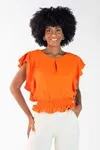 Blusa Dwz Manga Babado com Lastex