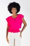 Blusa Dwz Manga Babado com Lastex