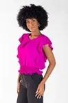 Blusa Dwz Manga Babado com Lastex
