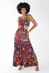Conjunto Dwz Cropped e Saia Longa Estampado