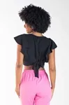 Cropped Dwz  Amarracao com Manga Babado