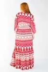 Vestido Dwz Longo Estampado com Manga