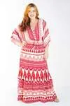 Vestido Dwz Longo Estampado com Manga