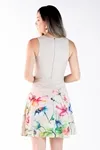 Vestido Dwz Curto de Linho com Estampa Floral