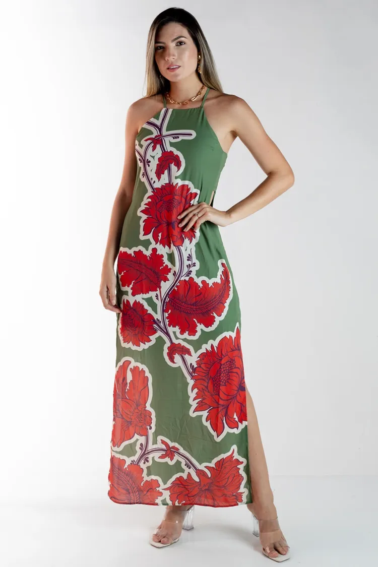 Vestido Dwz Longo com Detalhe lateral