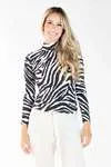 Blusa Dwz Manga Longa de Malha Zebra