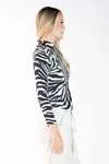Blusa Dwz Manga Longa de Malha Zebra