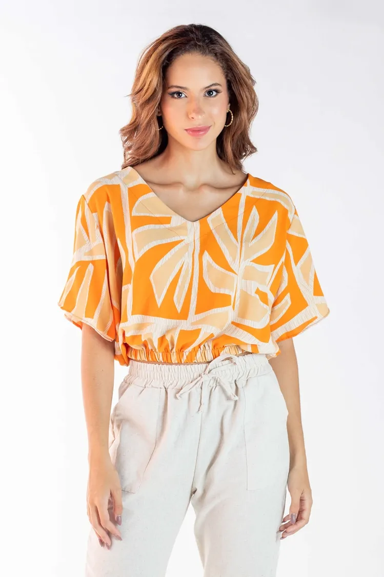 Cropped Dwz Estampado com Elastico