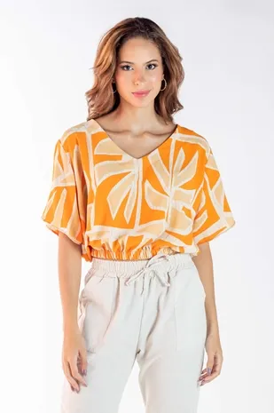 Cropped Dwz Estampado com Elastico