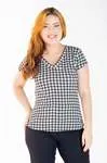 Blusa Dwz Manga Curta Estampada pied Poule de Malha
