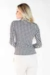 Blusa Dwz Manga Longa de Malha Pied Poule Gola Alta
