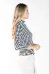 Blusa Dwz Manga Longa de Malha Pied Poule Gola Alta