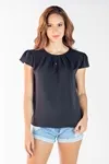 Blusa Dwz Manga Curta Abertura Frontal