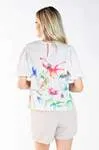 Blusa Dwz Manga Balone com Estampa Floral