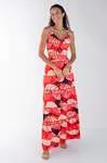 Vestido Dwz Longo Estampado com Bojo
